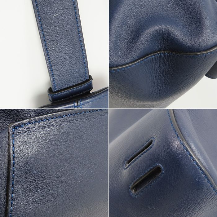 【ロエベ アントン ワンショルダーバッグ】バックパック レザー ネイビー 紺 トライアングル型 メンズ レディース LOEWE 中古 逸品質屋 丸高 甲子園店 人気 ブランド 高級 26k246-3