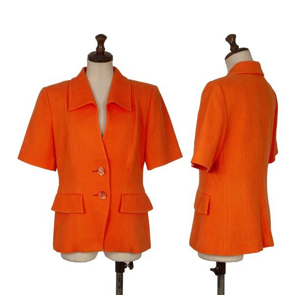 イヴサンローランYves Saint Laurent レーヨンコットンワッフル地半袖ジャケット オレンジ36 22,367円