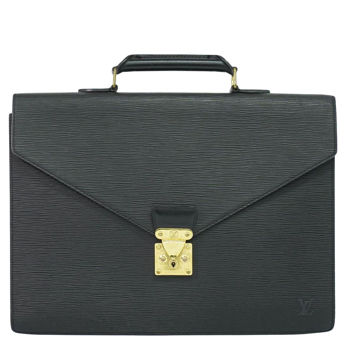 本物 ルイヴィトン LOUIS VUITTON LV セルヴィエット コンセイエ エピ レザー ビジネスバッグ ハンドバッグ ノワール ブラック M54422 ビトン バッグ 中古・