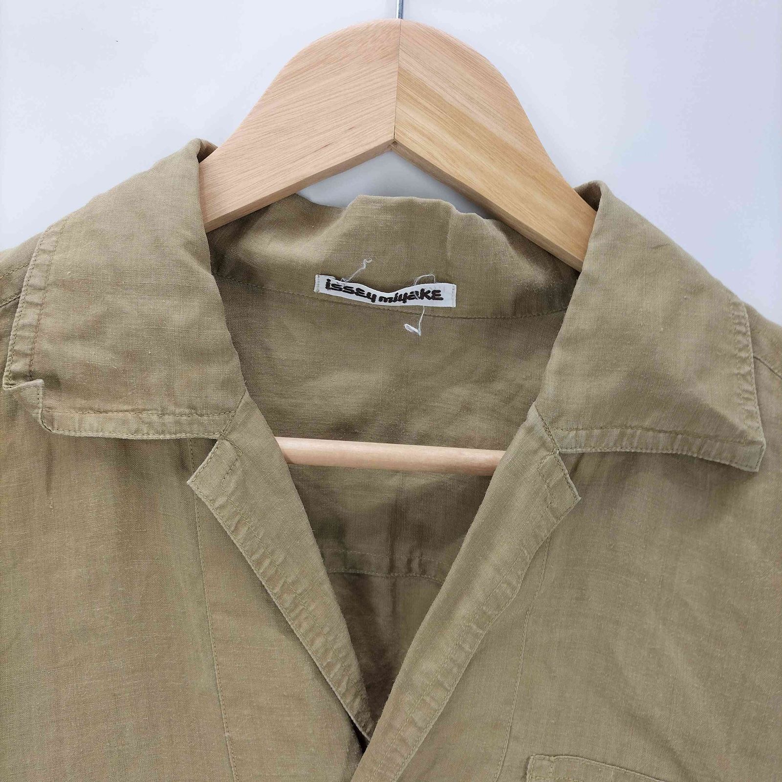 70s ISSEY MIYAKE イッセイミヤケ　ニットポロ　レディース 麻 イッセイミヤケ ISSEY MIYAKE 70S OLD 丸文字タグ 初期 麻 リネン 100