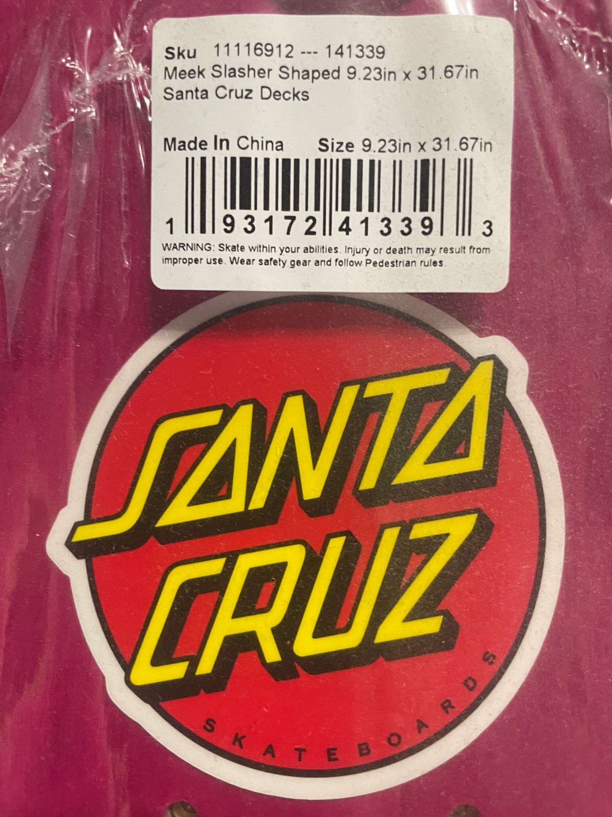 SANTA CRUZ Meek Slasher Shaped 9.23in x 31.67in 板 スケートボード
