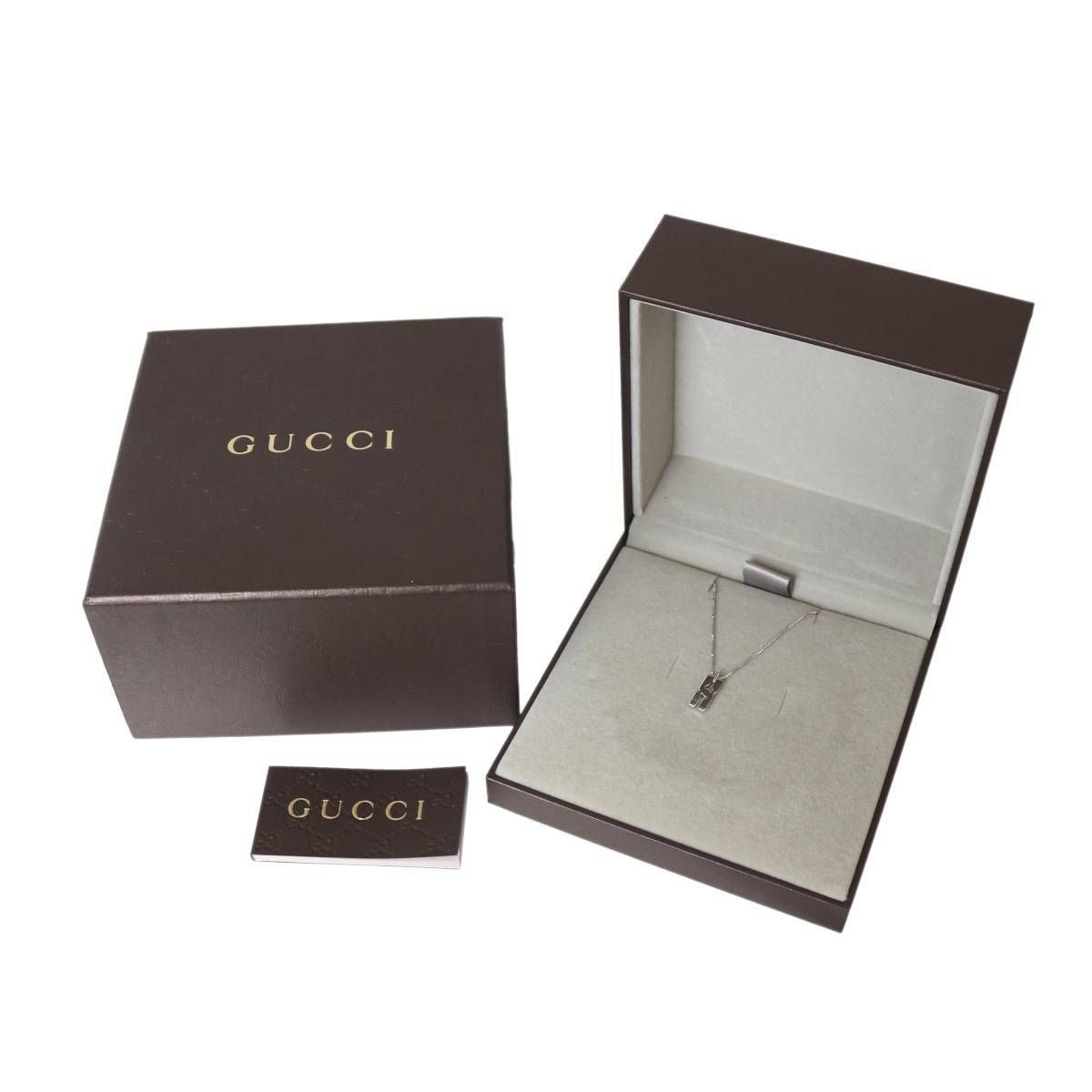 GUCCI/グッチ K18WG/18金ホワイトゴールド インフィニティ バー ペンダント ネックレス 首回り最大44cm アジャスター付 IS 美品 Aランク