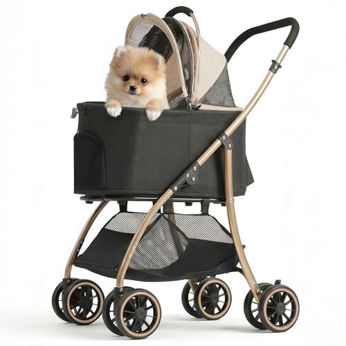 【55cmゆりかご ? 超軽量4.5KG】MILA&LOUIS ペットカート おしゃれ犬 カート ペットカート 多頭の小型犬&猫 中型犬一匹用 4輪耐摩耗 犬用カート 犬 ベビーカー 人気 分離型・全体と折りたたみ式 ペットバギー 前輪360°後輪ブレーキmt