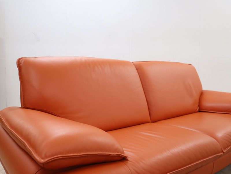 展示品 NICOLETTI ニコレッティ Success サクセス 3Pソファ/3人掛けソファ W2160 レザー/総革 イタリア製 オレンジ 65万