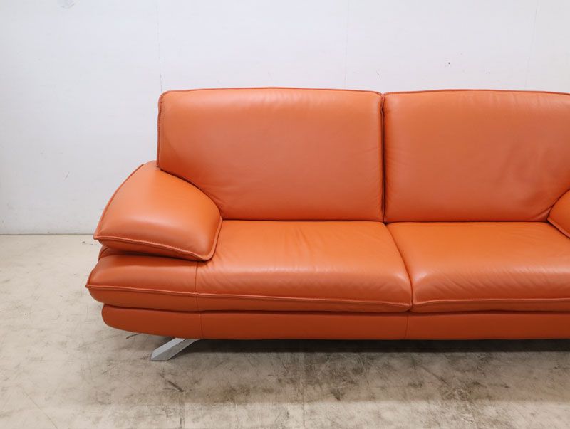 展示品 NICOLETTI ニコレッティ Success サクセス 3Pソファ/3人掛けソファ W2160 レザー/総革 イタリア製 オレンジ 65万