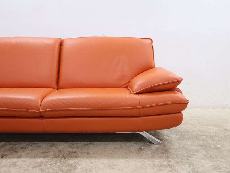 展示品 NICOLETTI ニコレッティ Success サクセス 3Pソファ/3人掛けソファ W2160 レザー/総革 イタリア製 オレンジ 65万