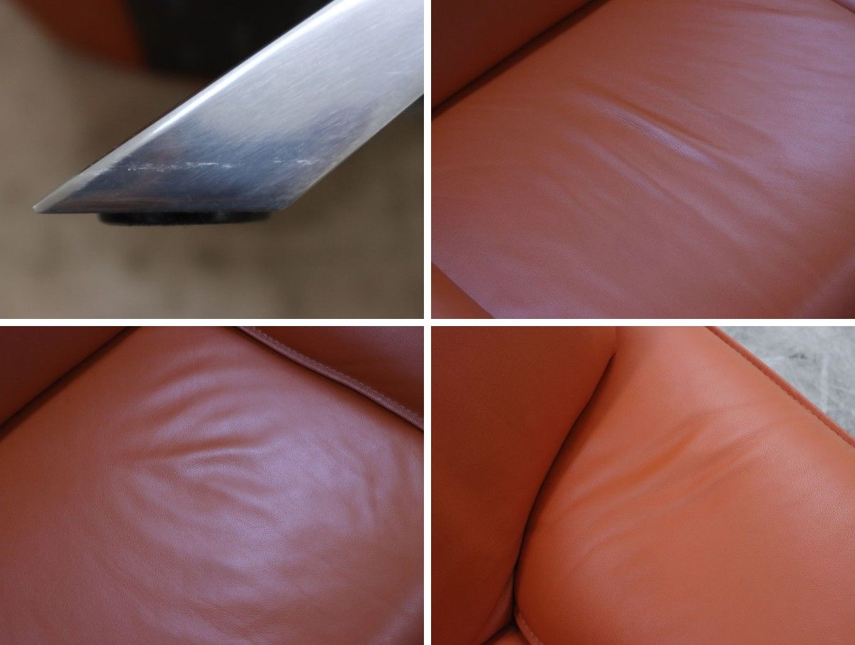 展示品 NICOLETTI ニコレッティ Success サクセス 3Pソファ/3人掛けソファ W2160 レザー/総革 イタリア製 オレンジ 65万