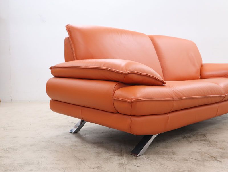 展示品 NICOLETTI ニコレッティ Success サクセス 3Pソファ/3人掛けソファ W2160 レザー/総革 イタリア製 オレンジ 65万