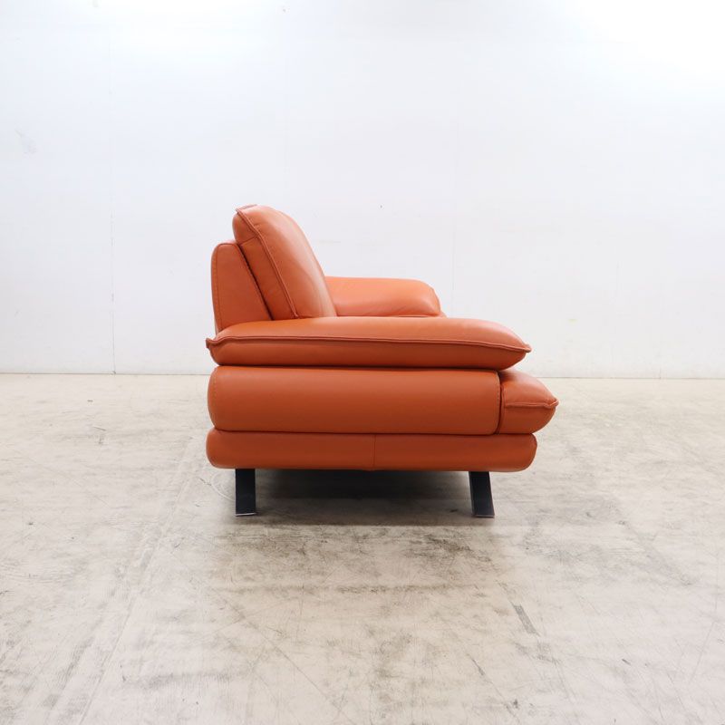 展示品 NICOLETTI ニコレッティ Success サクセス 3Pソファ/3人掛けソファ W2160 レザー/総革 イタリア製 オレンジ 65万