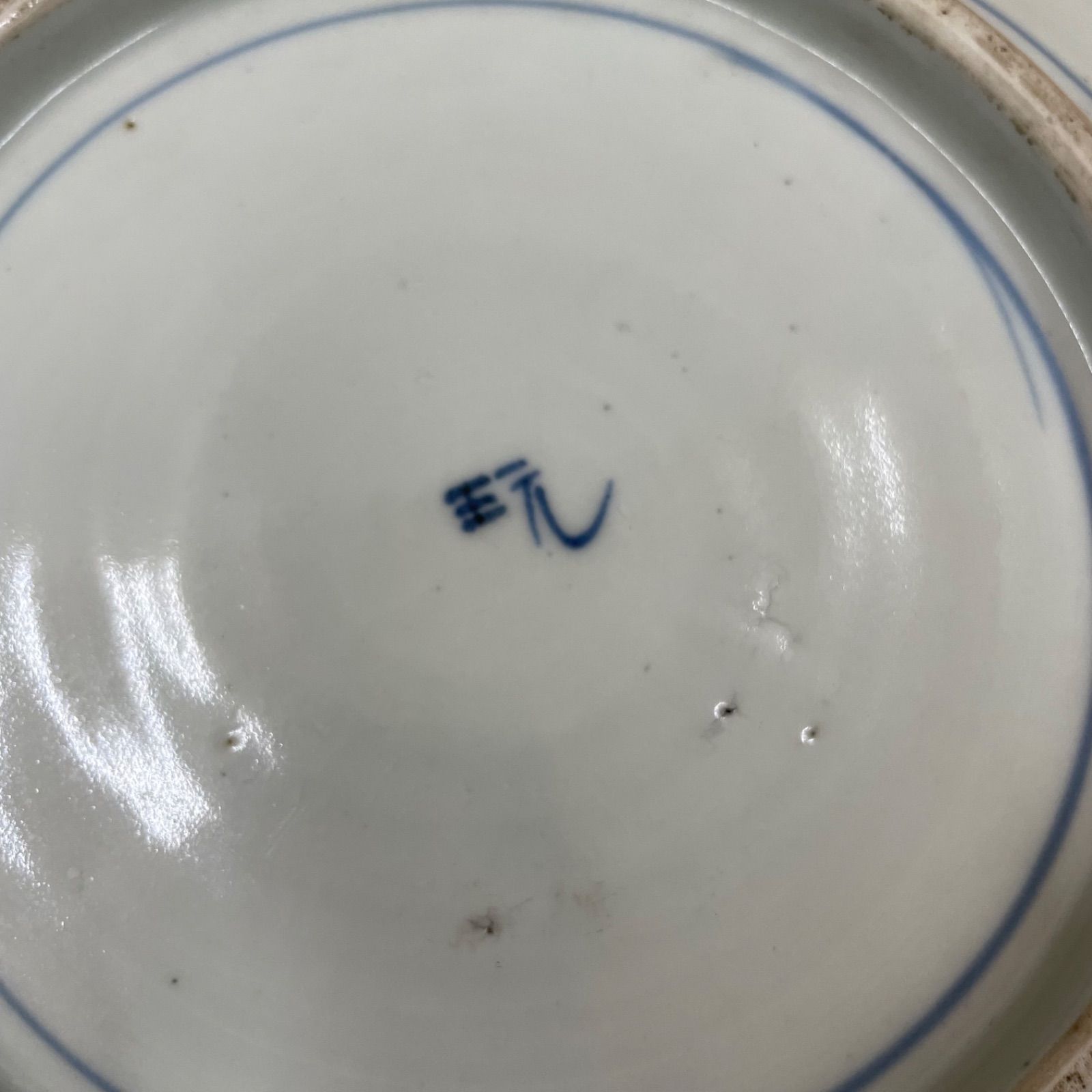 2】古伊万里焼 大皿 染付芙蓉手 鳥松竹梅文八角大皿 骨董品
