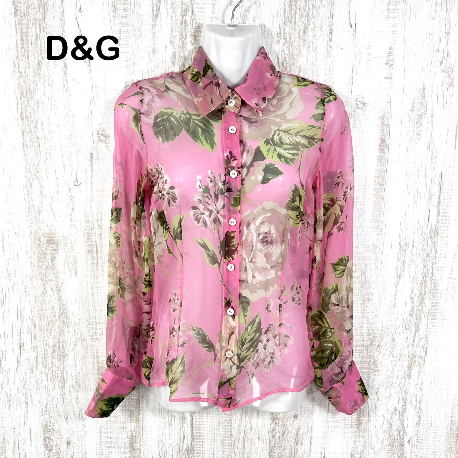 D&G DOLCE&GABBANA ドルチェアンドガッバーナ 花柄 シルク100% シアー 