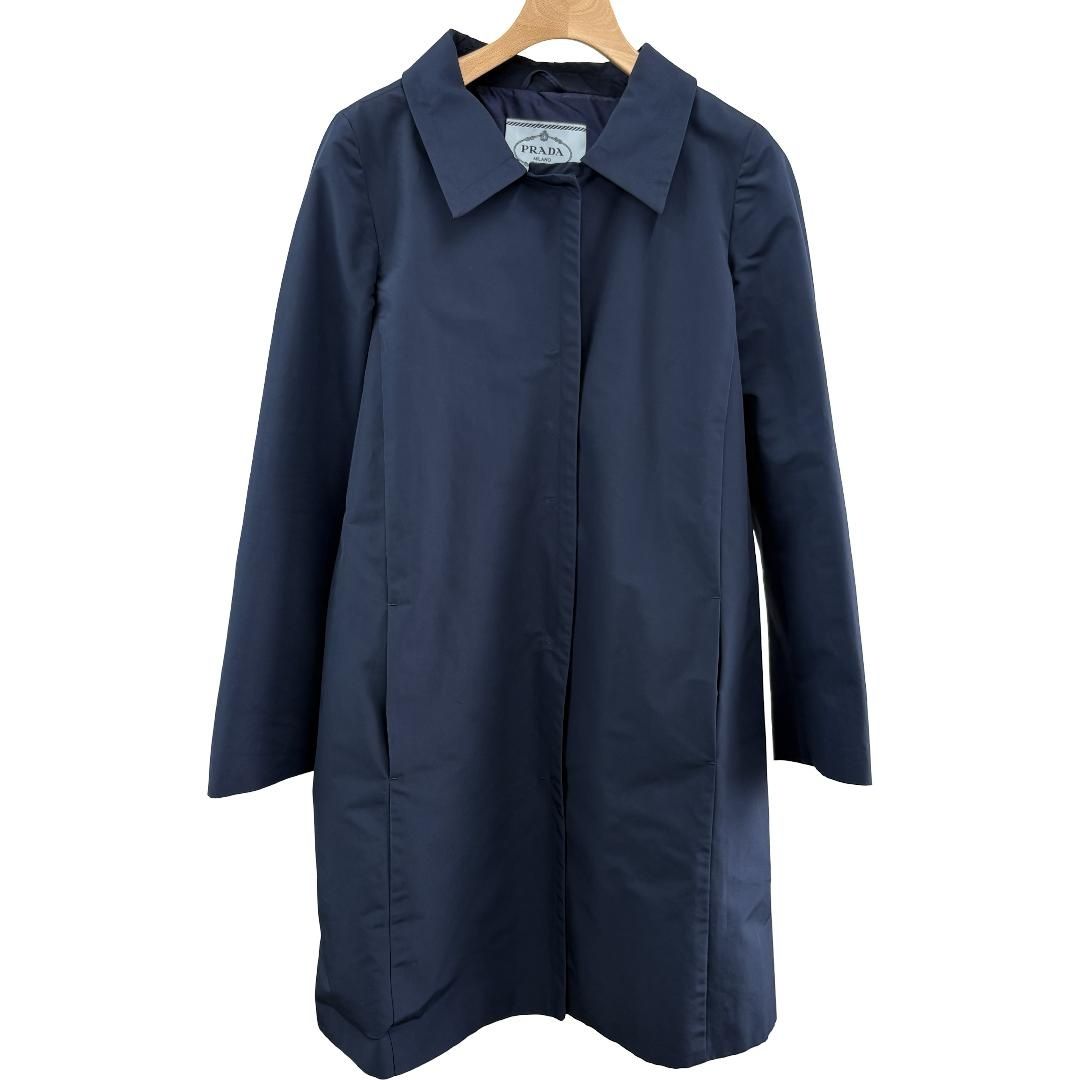 プラダ PRADA ステンカラー コート 290310 ネイビー 38サイズ レディース