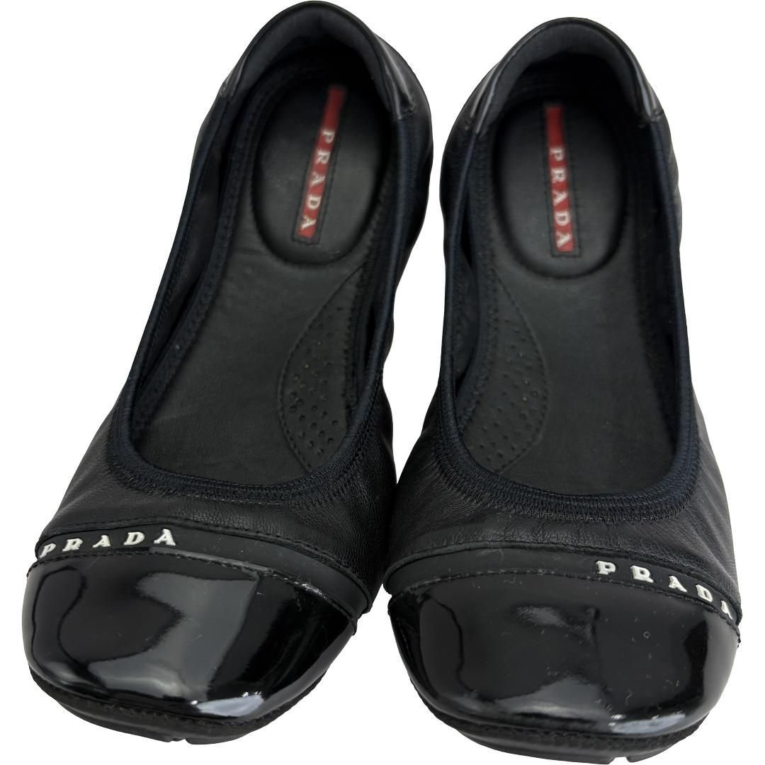 プラダ PRADA バレエシューズ ラムレザー 3F4358 ブラック 35サイズ レディース