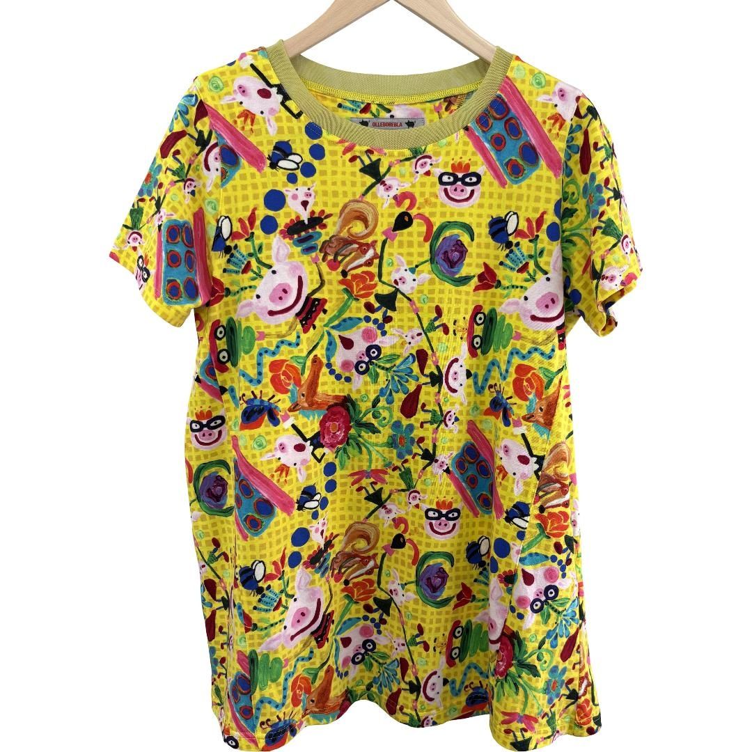 アルベロベロ ALBEROBELLO Tシャツ 手つなぎ ぶたさん 632239 イエロー Mサイズ レディース