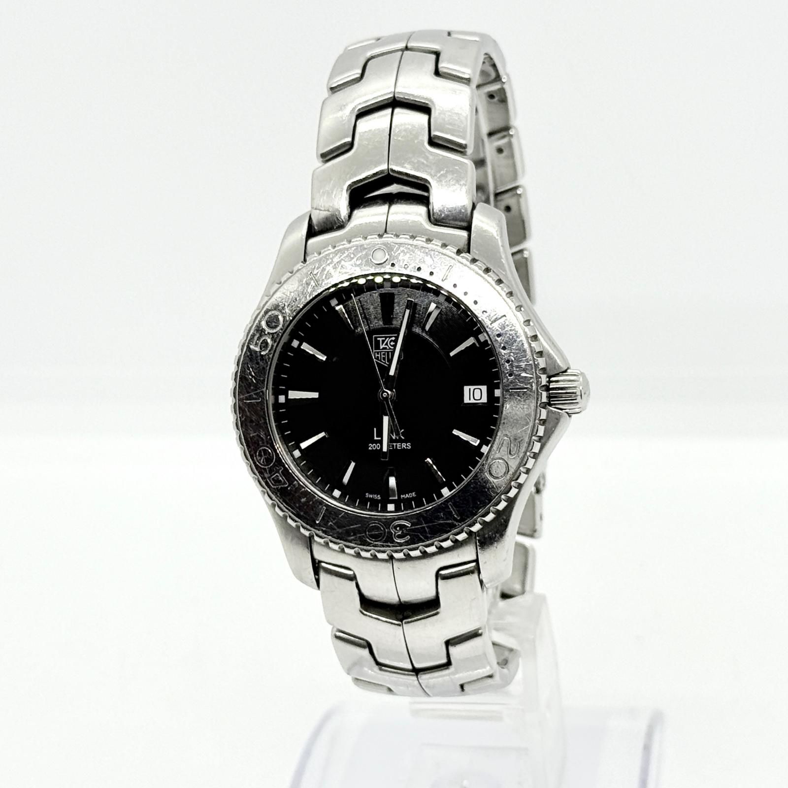 【美品】TAG Heuer タグホイヤーLINK 黒文字盤 メンズ　WJ1110 TAG HEUER タグホイヤー リンク WJ1110 ブラック QZ メンズ 腕時計