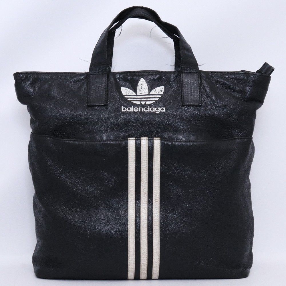 バレンシアガ ノースサウス ショッピングトート　バッグ レザー 黒 大容量 BALENCIAGA × ADIDAS ノースサウス レザー トートバッグ ブラック