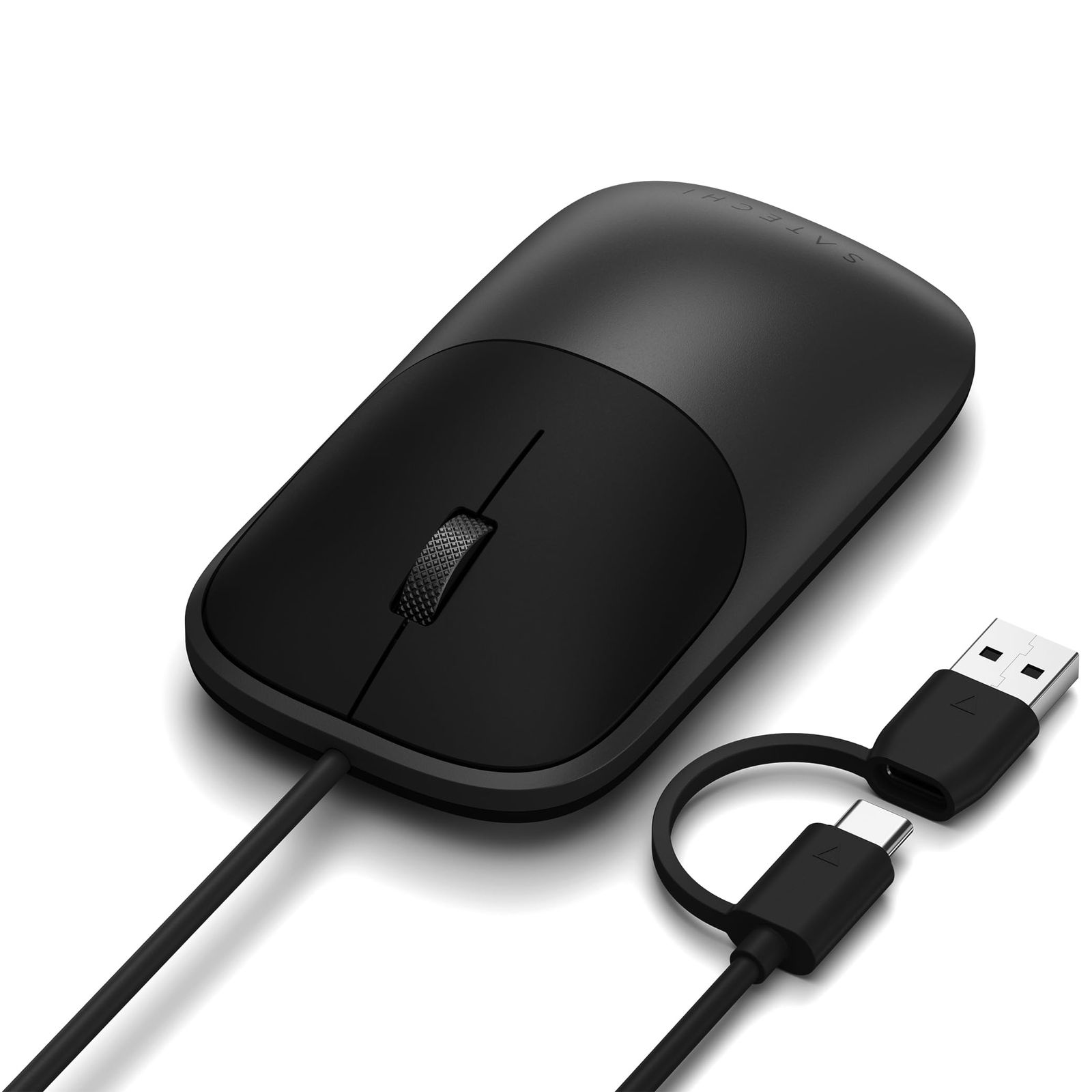Satechi Slim LX 有線マウス USB C接続 アルミデザイン 静音クリックパフォーマンス MacとPCのセットアップ用に設計 スペースブラック [スペースブラック。]