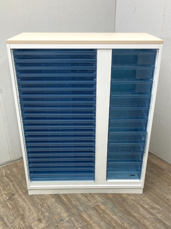 【中古品】コクヨ エディアシリーズ 天板付クリアケース書庫 BWU-PA2F59SAWN ホワイト