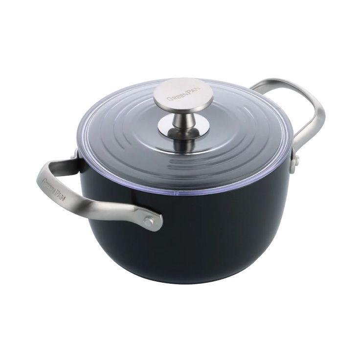 新品 グリーンパン マルチフードクッカー 16.5cm 1.8L ガラス蓋付 IH対応 GREENPAN CC005907-004【両手鍋 深型 蓋付き 鍋 IH 16cm セラミックコーティング 調理器具 食洗機対応】 ブラック