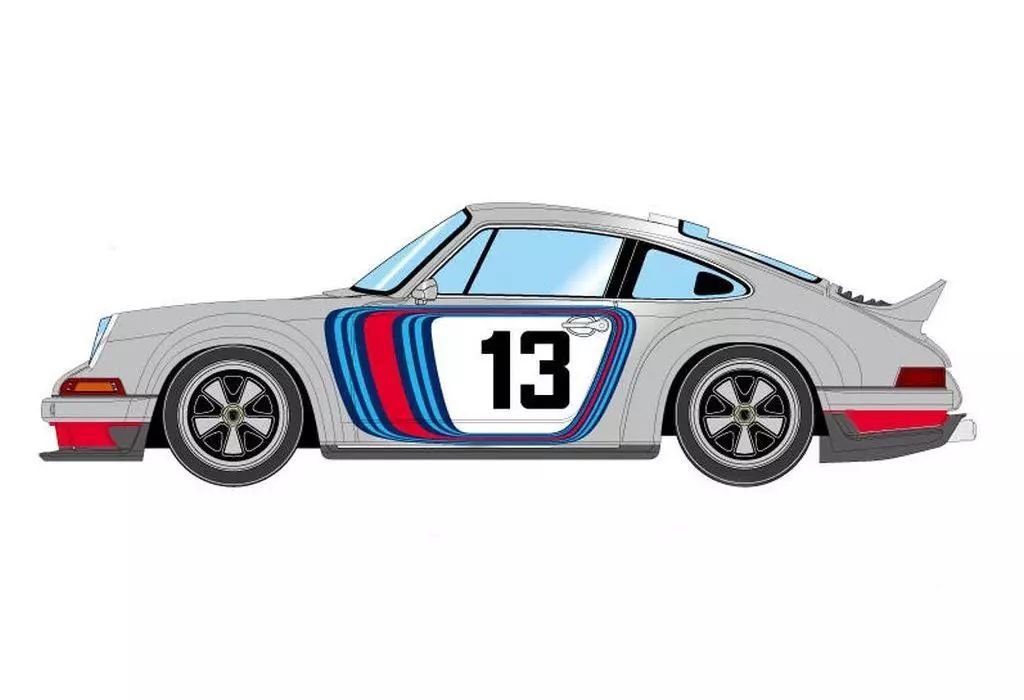 【新品】ミニカー 1/18 Singer 911 DLS (シルバー×マルティニストライプ) [EML018W]