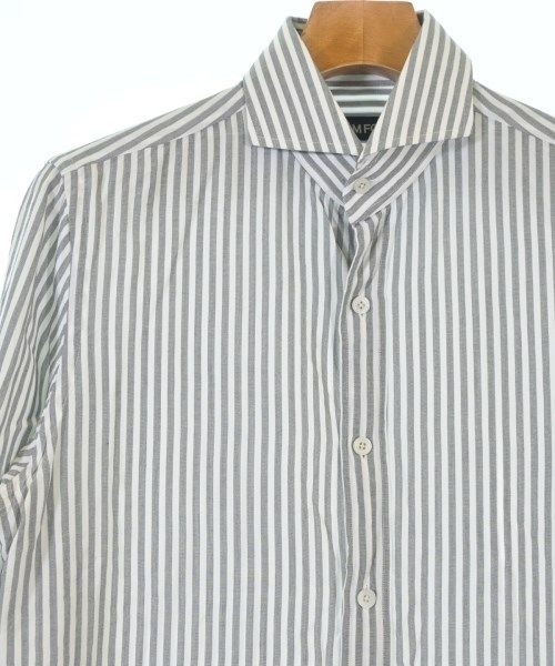 TOM FORD カジュアルシャツ 40(L位) グレーx白(ストライプ) 【古着】【中古】 TOM FORD カジュアルシャツ メンズ 【古着】【中古】【送料無料