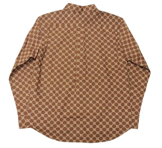 □STUSSY 90s SSリンク/モノグラムシャツ 長袖 サイズM ブラウン