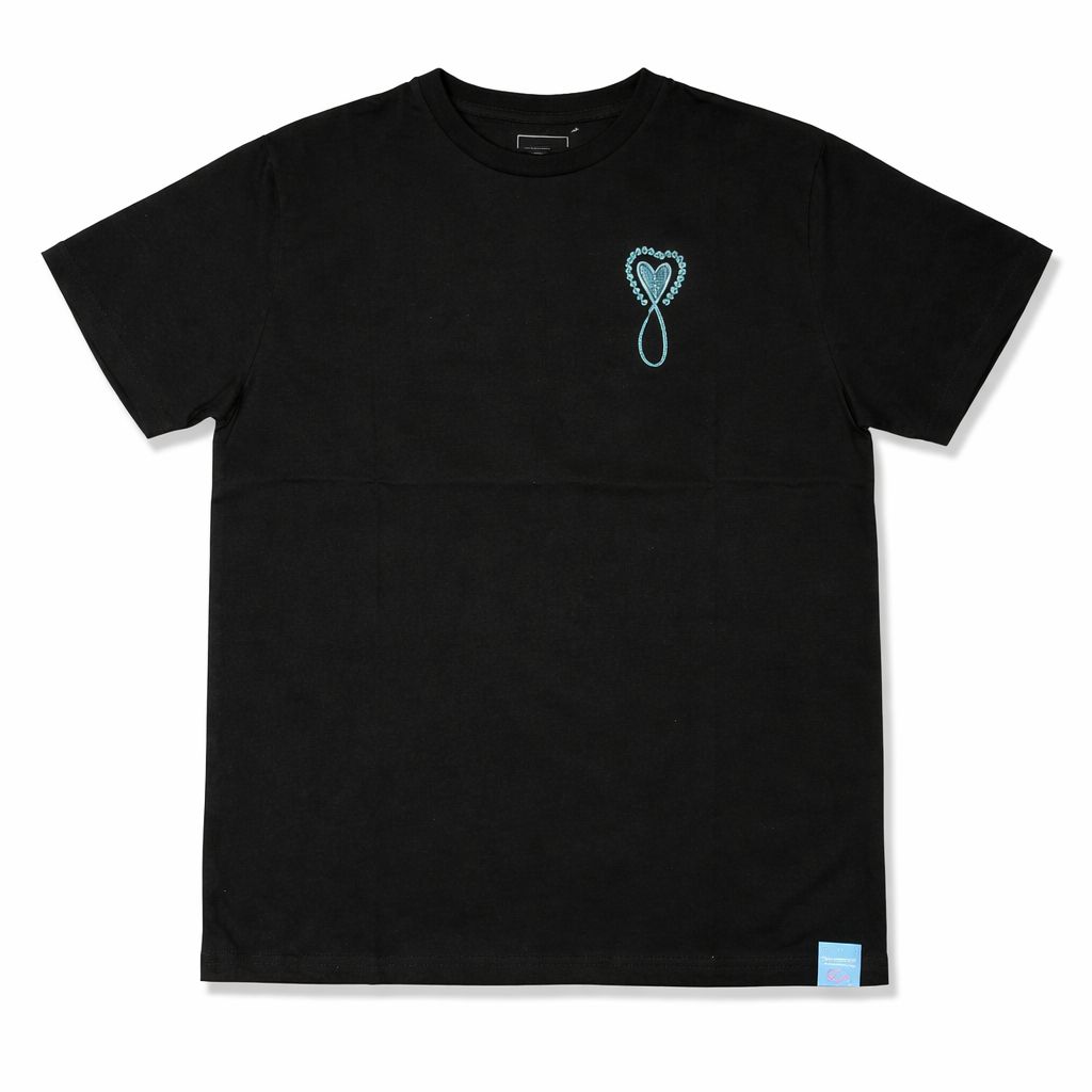 MAISON HONORE (メゾンオノレ) TIPHANIE STONE S/S T-SHIRT ハートフィッシュ ラインストーン スワロ　Tシャツ ブラック×ブルー 刺繍 メンズ 人気 レオン LEON 完売品　大人気 芸能人