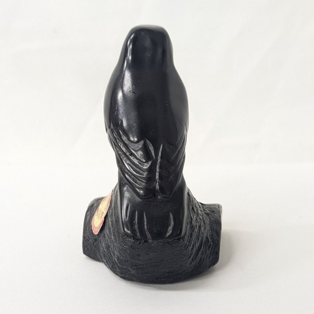 外観良好 那智黒石 八咫烏 置物 高さ8cm ヤタガラス 手磨き工芸品