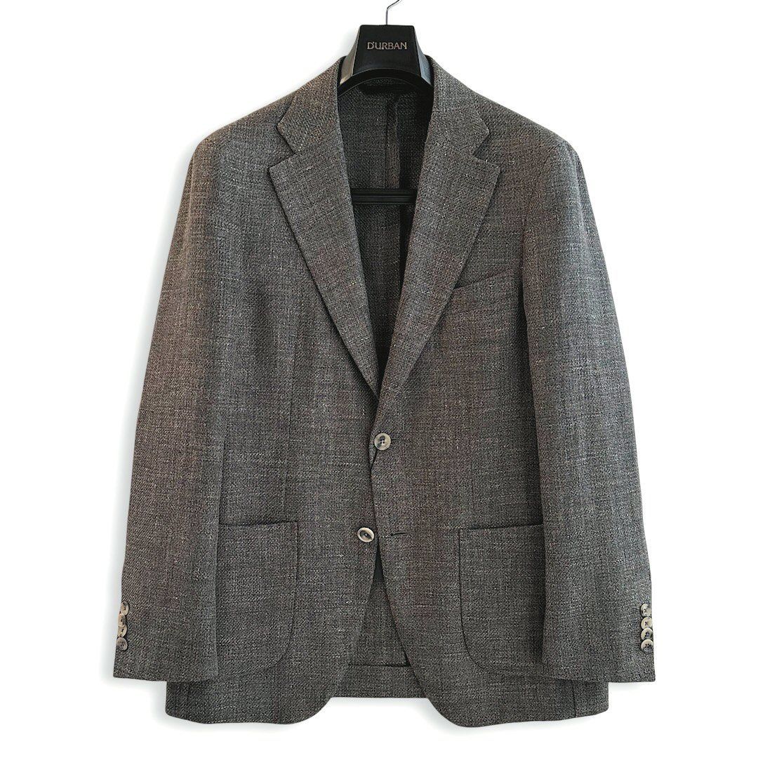 新品 D'URBAN ダーバン ジャケット AB6 定価88,000円 ブラウン 春夏 日本製 麻 リネン 毛 ウール 絹 シルク テーラードジャケット メンズ ビジネス カジュアル サマージャケット 軽量 通気性