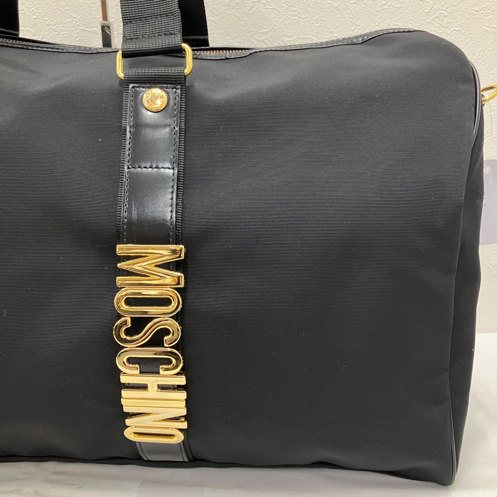 Y5672 MOSCHINO モスキーノ ボストンバッグ 2way 大容量 旅行 ブラック