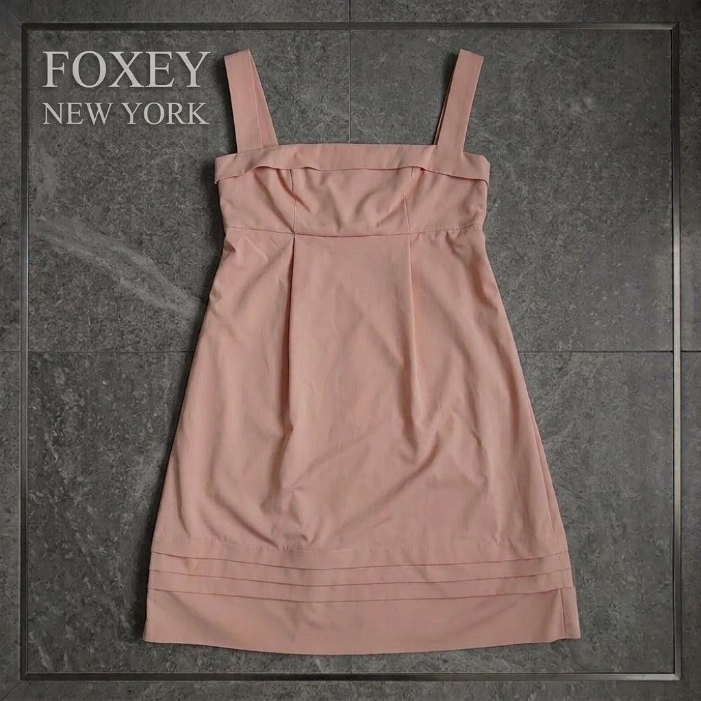 FOXEY NY フォクシーニューヨーク タックコクーンドレス42 ピーチピンク 希少！ FOXEY NEW YORK フォクシーニューヨーク サーモンピンク