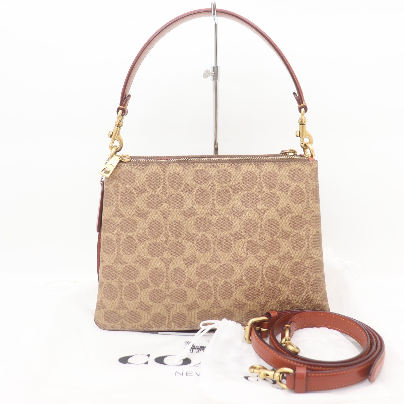 IT3OXF3UKDJ2 美品 COACH コーチ シグネチャー レザー ダブルジップ