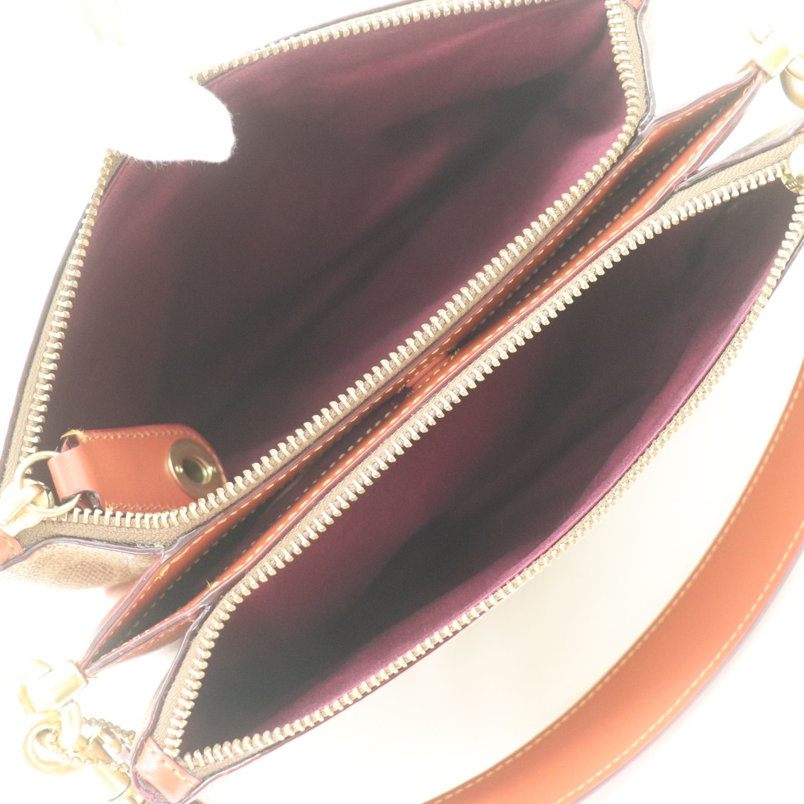 IT3OXF3UKDJ2 美品 COACH コーチ シグネチャー レザー ダブルジップ
