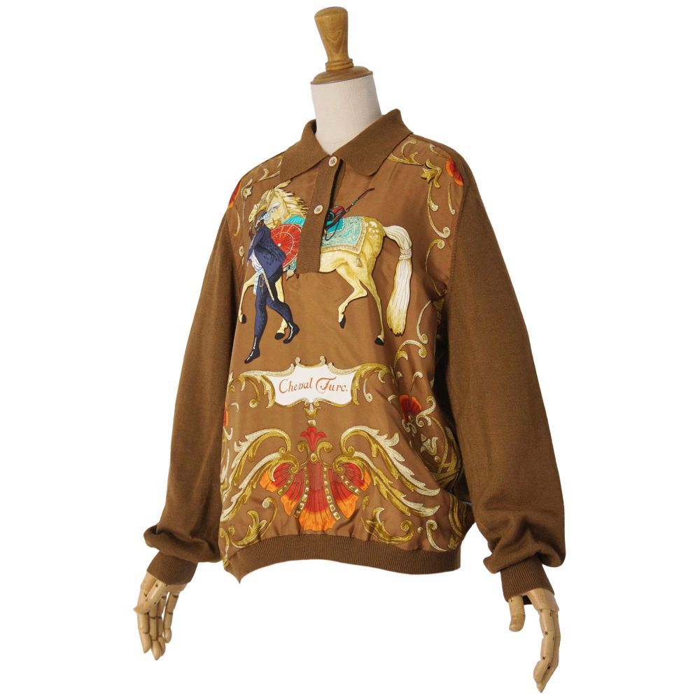 美品 Vintage エルメス HERMES シャツ ニット シルクレーヌ 総柄