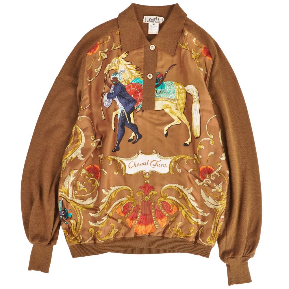 美品 Vintage エルメス HERMES シャツ ニット シルクレーヌ 総柄