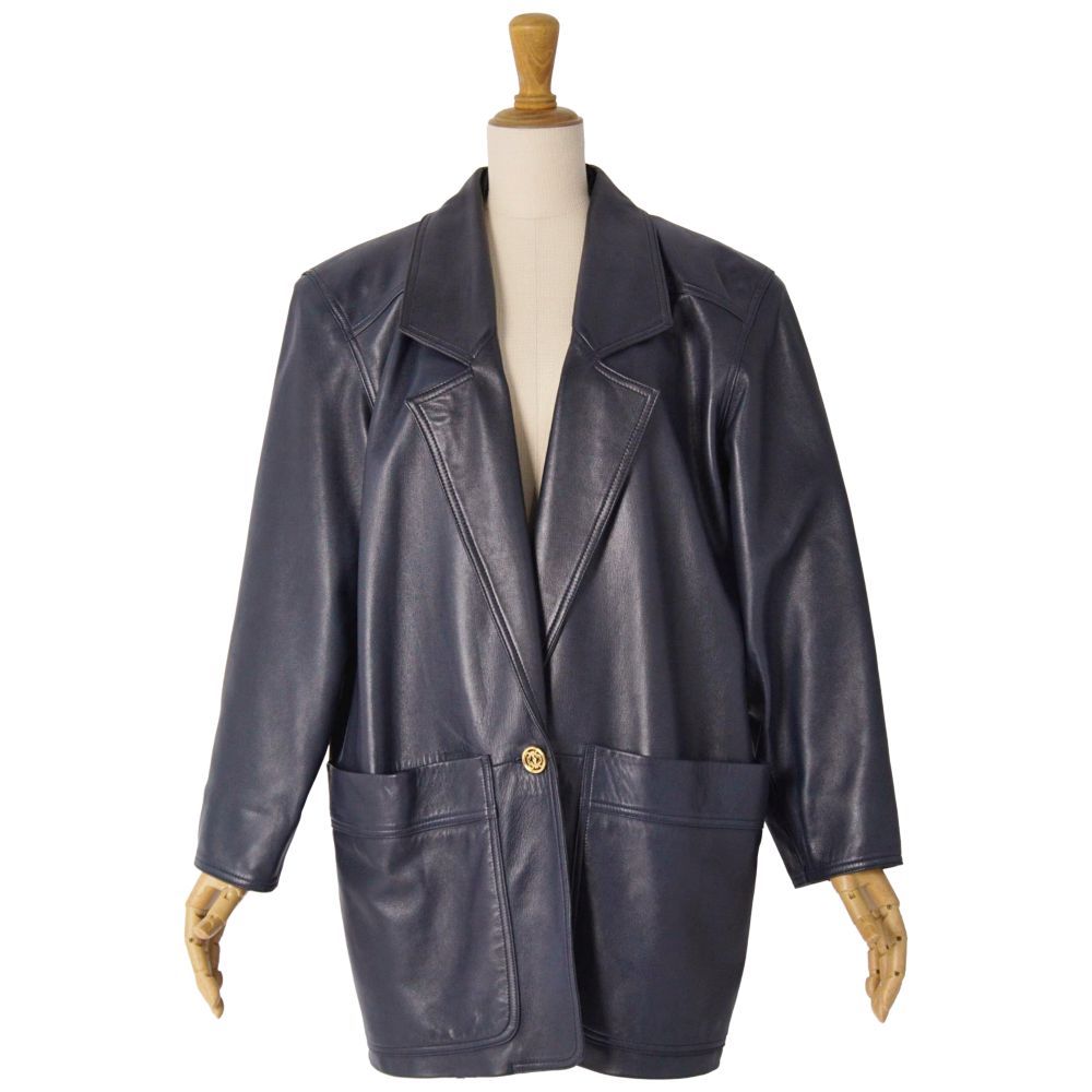 美品 Vintage ロエベ LOEWE ジャケット テーラード レザージャケッ