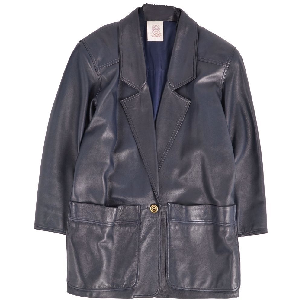美品 Vintage ロエベ LOEWE ジャケット テーラード レザージャケッ