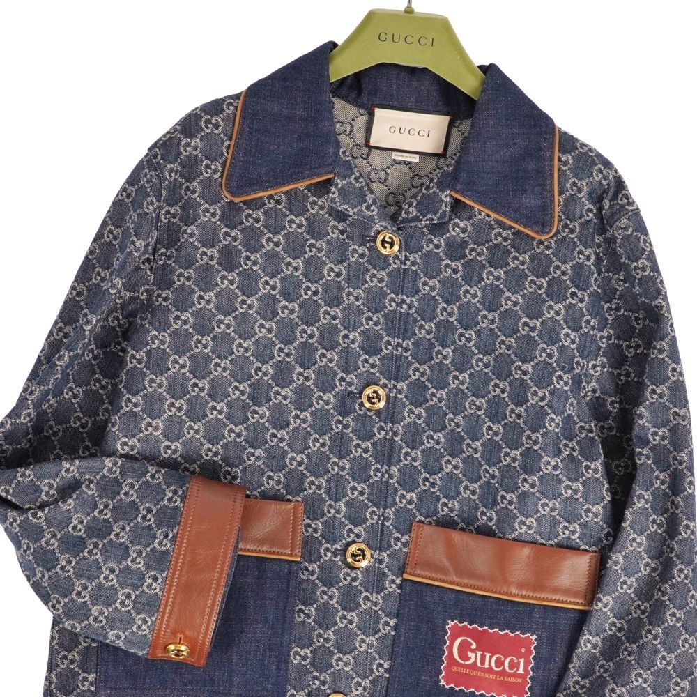 GUCCI グッチ デニムジャケット カバーオール ミケーレ期 GG 金ボタン 極美品 グッチ GUCCI ジャケット デニムジャケット GGジャガード