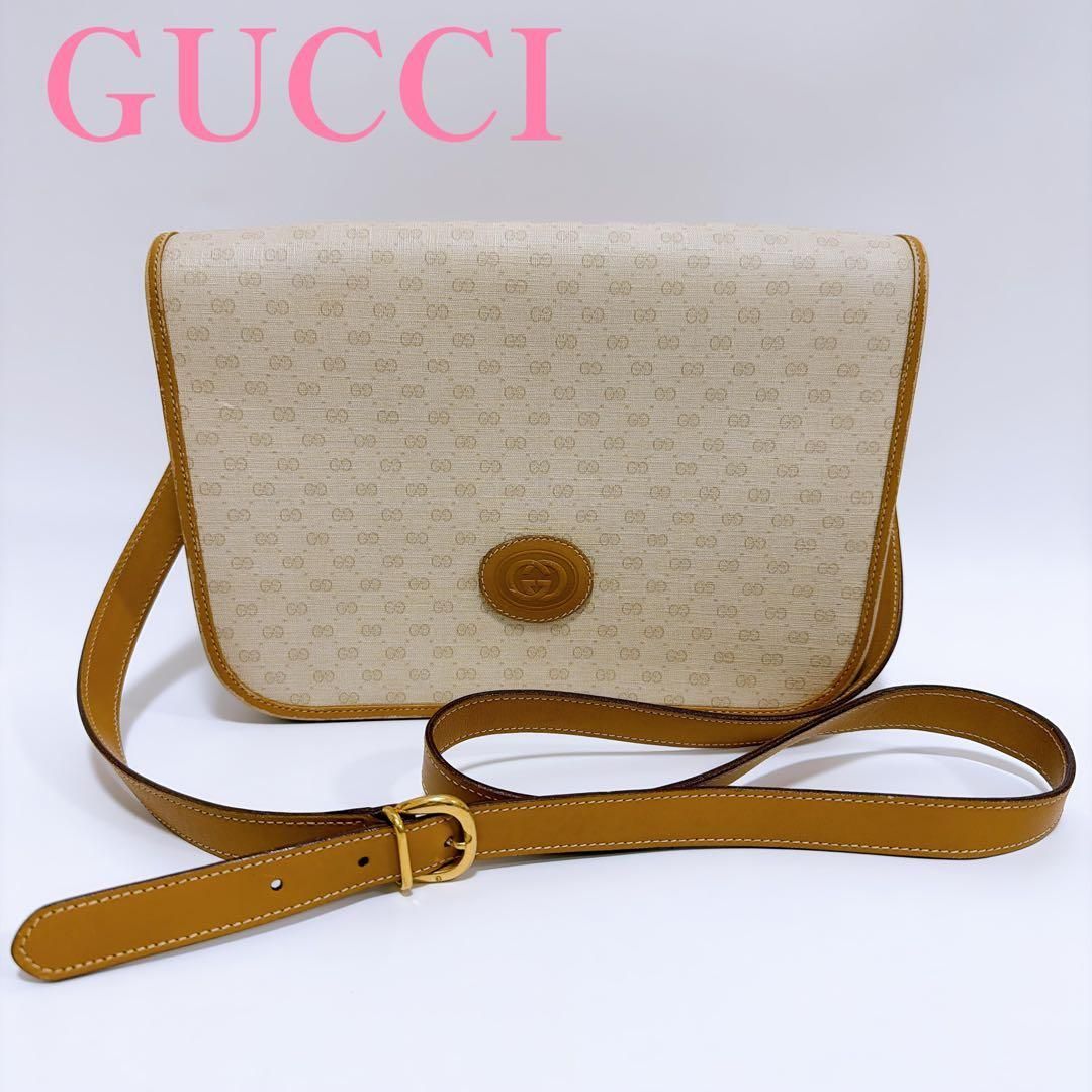 GUCCI グッチ マイクロGG ショルダーバッグ ベージュ 斜め掛け - メルカリ