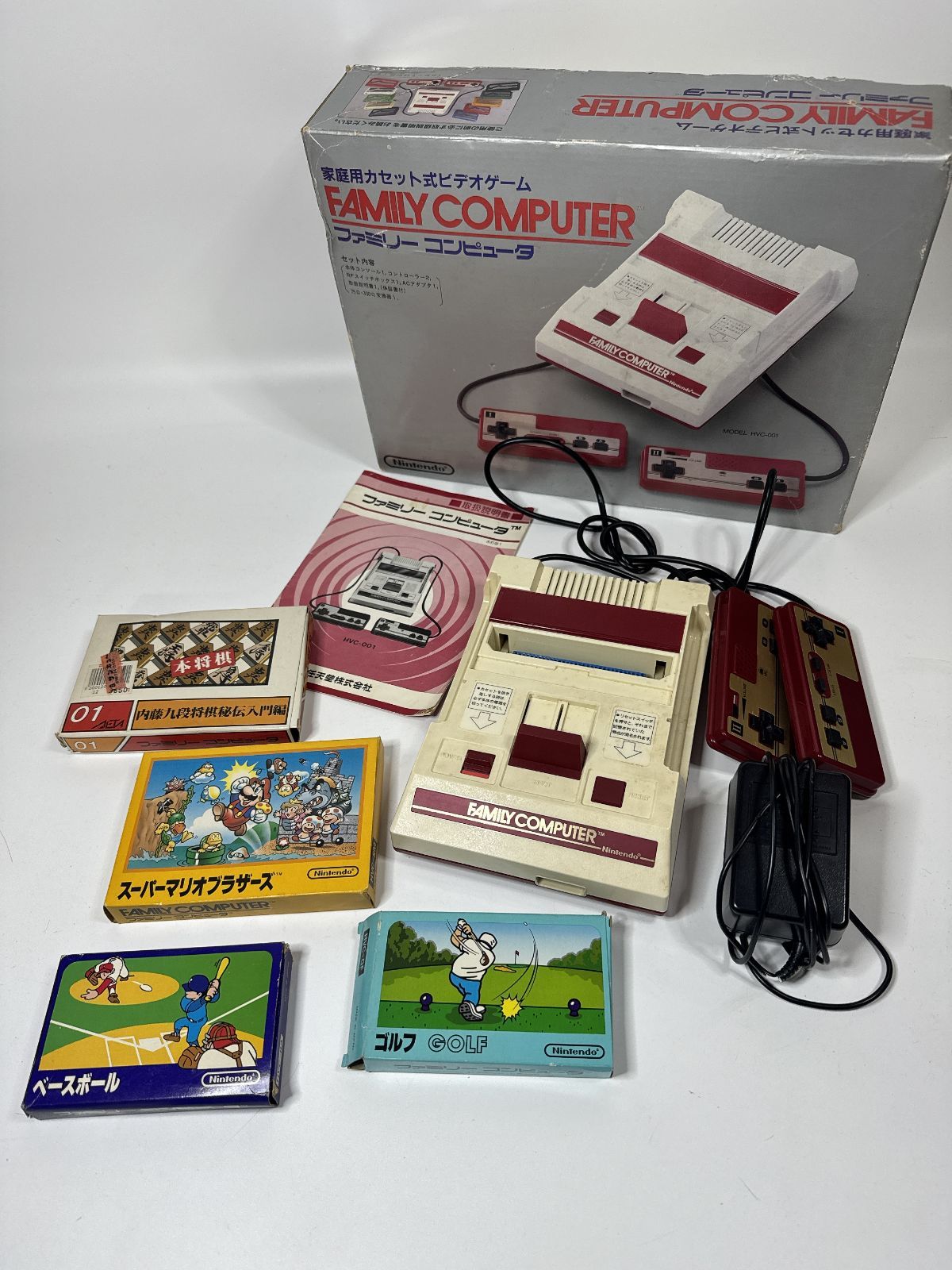 ⭐️初代ファミコンHVC-001⭐️スーパーマリオブラザーズSET 任天堂 ファミコン本体 HVC-001 箱付 ＋ソフト4本 スーパーマリオ 動作