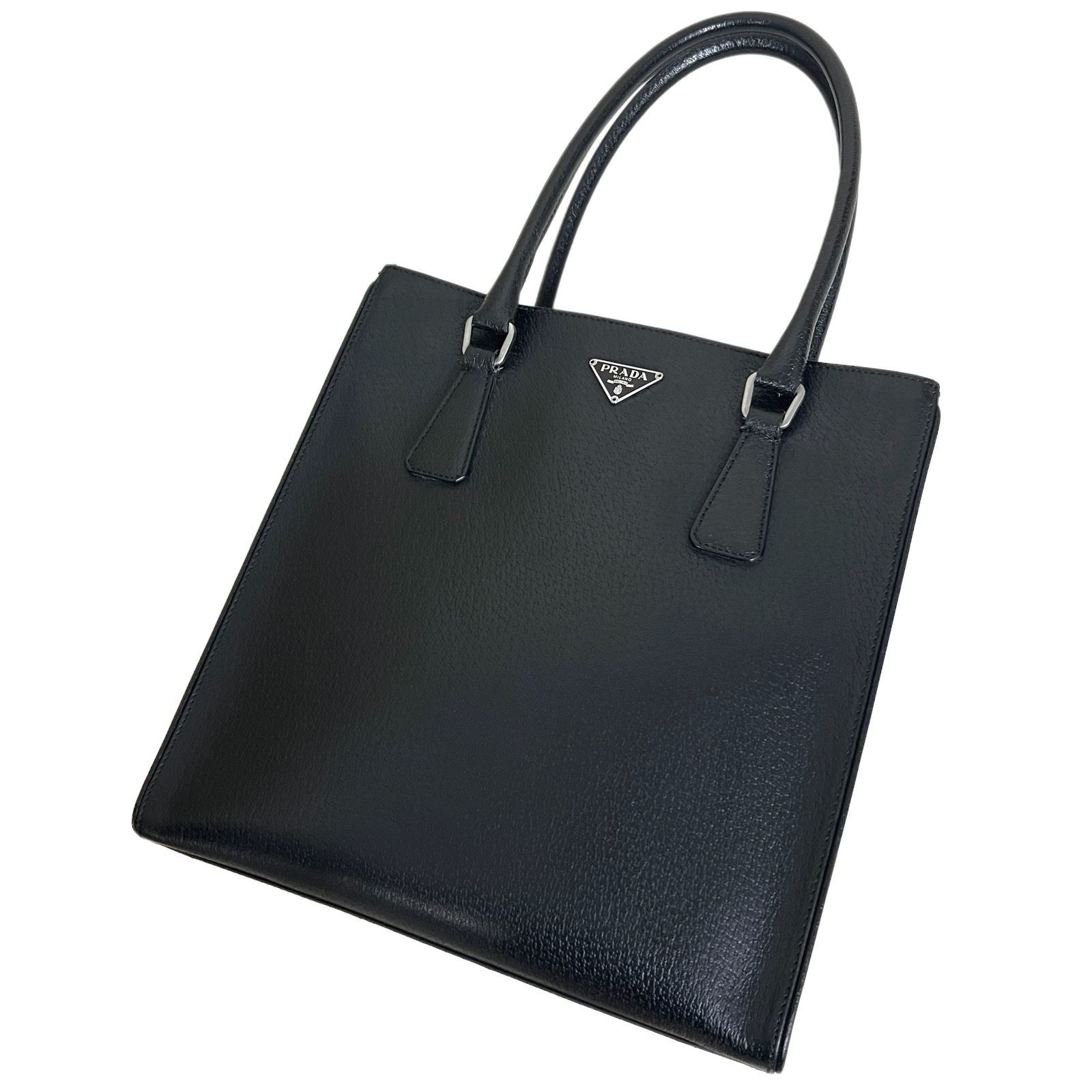 PRADA プラダ バッグ レザー トート ハンド 三角ロゴ 黒 NERO ブラック