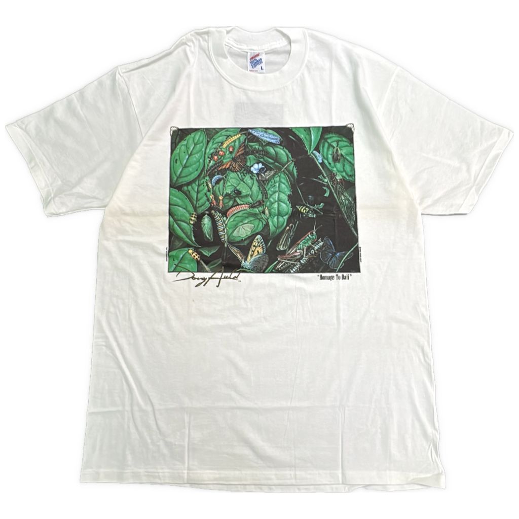 デッドストック 90年代 USA製 Doug Auld ダグ・オールド Homage To Dali 半袖Ｔシャツ アート 騙し絵(メンズ L)中古 古着 Y5424