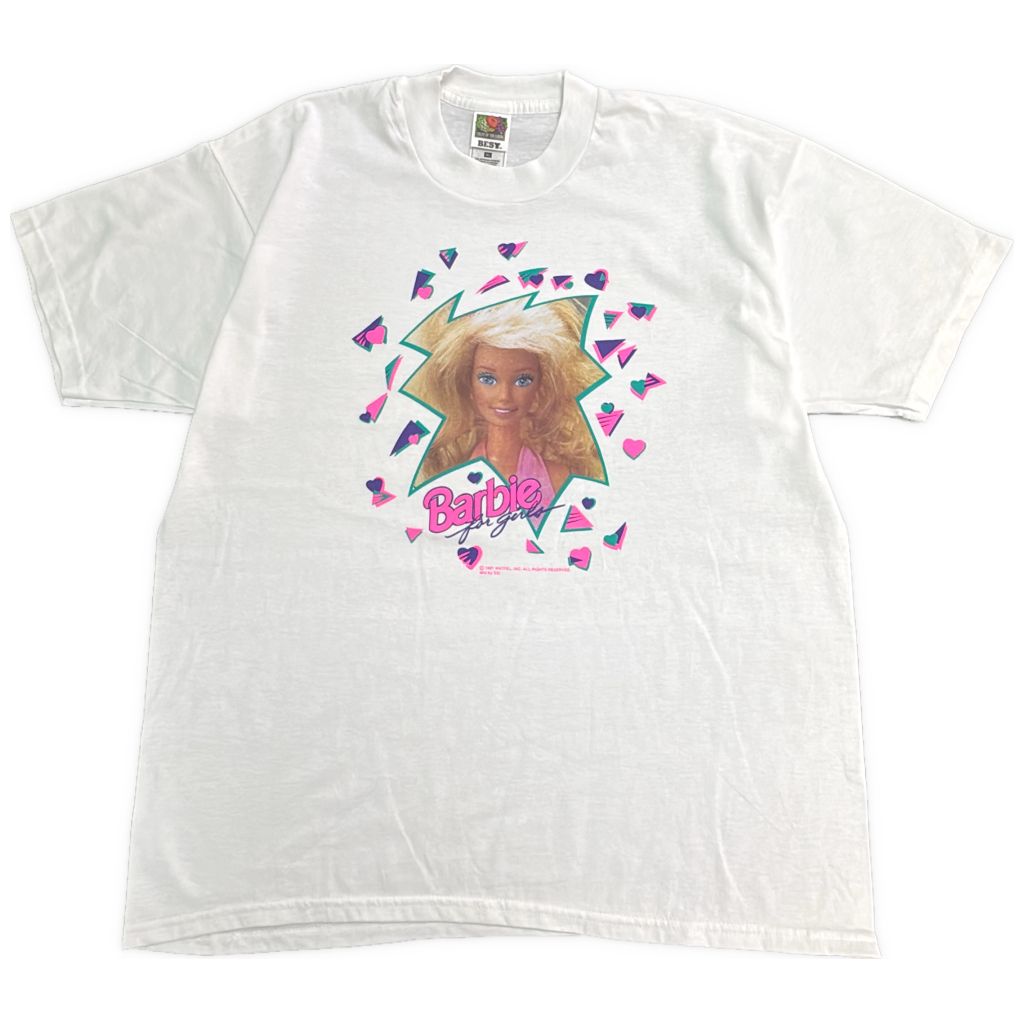 90年代 Barbie バービー Ｔシャツ キャラクター ホワイト(メンズ XL)中古 古着 Y5428