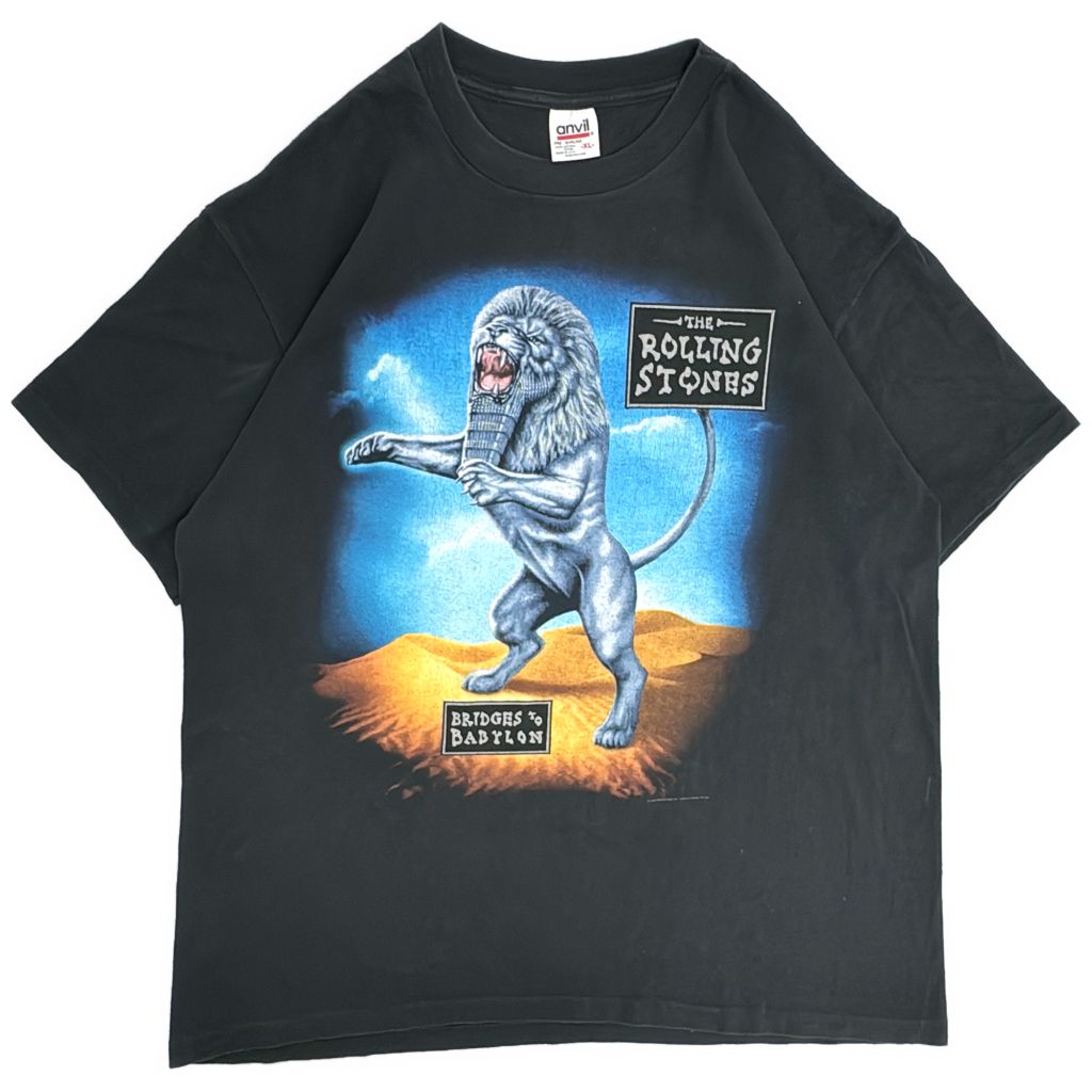 90年代 USA製 Rolling Stones ローリングストーンズ BRIDGES TO BABYLON WORLD TOUR ツアーＴシャツ バンド(メンズ XL)中古 古着 Y5448
