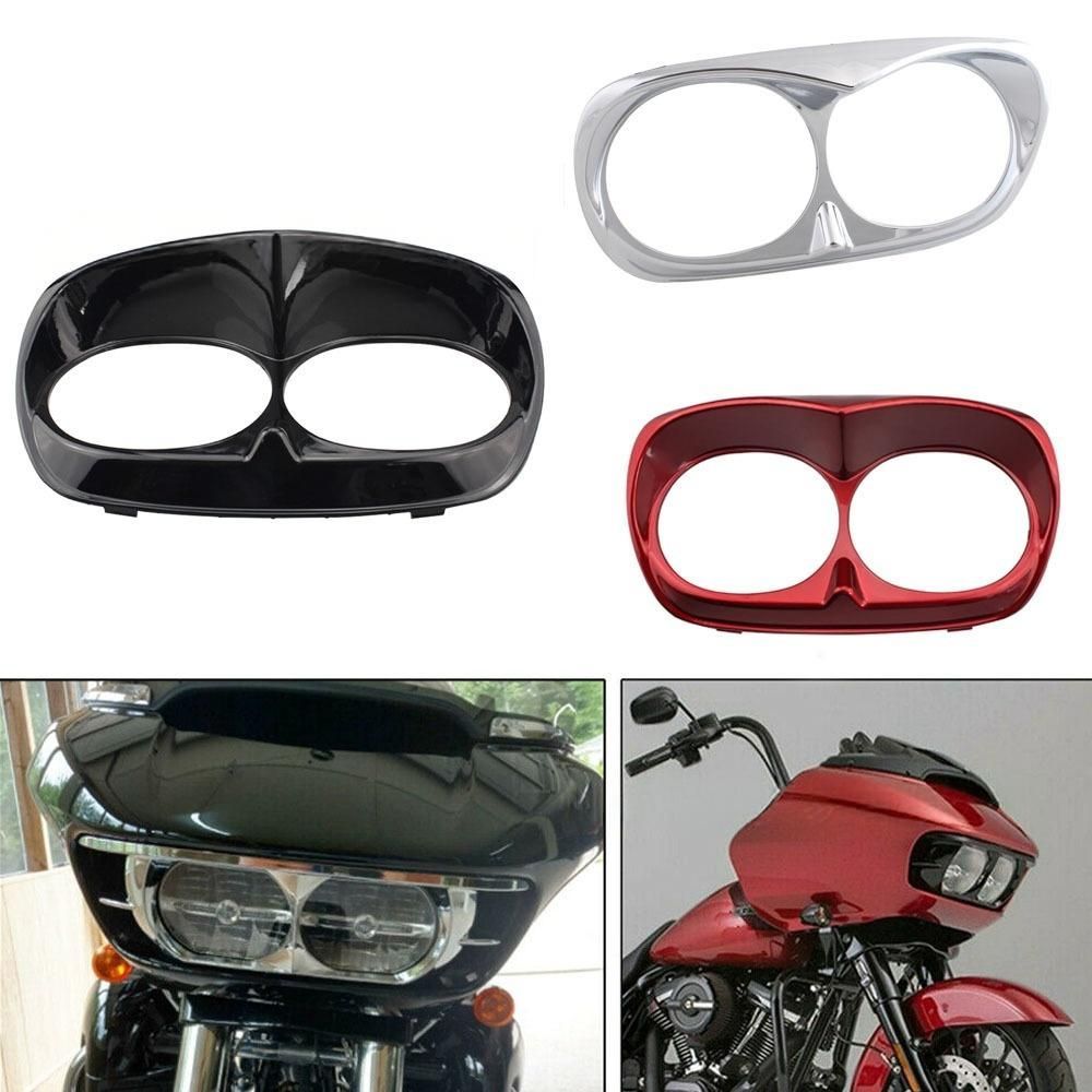 ハーレー Harley ロードグライド Road Glide 1998年～2013年 デュアルヘッドライト用 フロントライトカバー フェアリング部 ブラック クロームカラー レッド 外装アクセント 7,029円