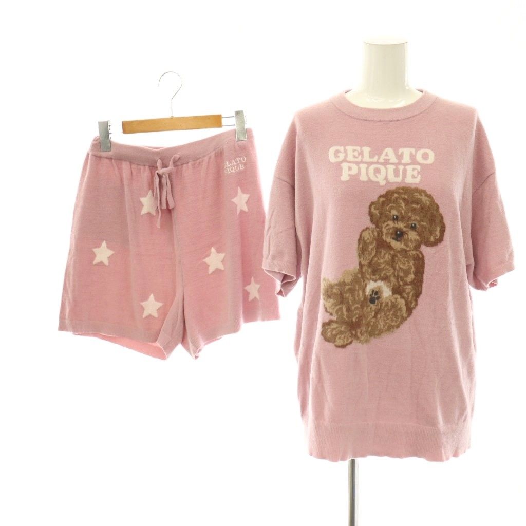 ジェラートピケ gelato pique 26SS ドッグジャガードプルオーバー&ショートパンツセット 星柄 ルームウエア F ピンク マルチカラー /CX ■OS