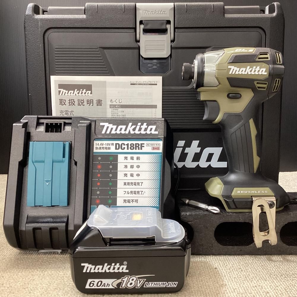 【未使用】makita/マキタ TD173DZ 18V充電式インパクトドライバ オリーブ(純正バッテリー1個+充電器+ケース付)【203】