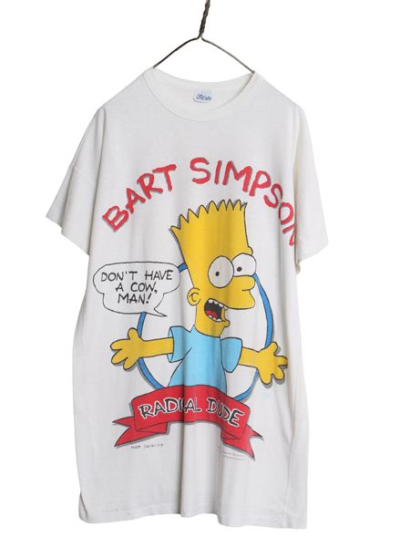 90s USA製 初期 シンプソンズ プリント Tシャツ メンズ レディース XXL 程 オールド オフィシャル キャラクター イラスト 大きいサイズ 白