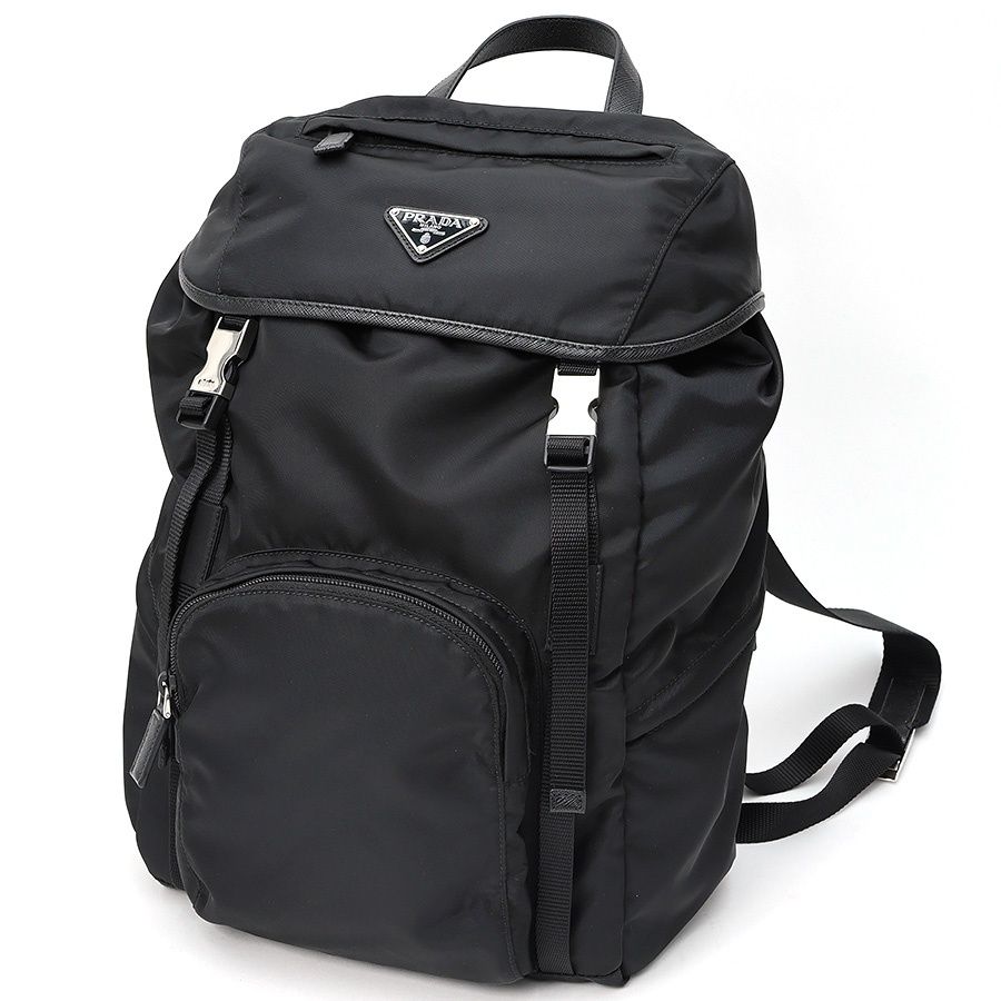 プラダ / PRADA　バックパック / リュックサック　1BZ039　ナイロン/サフィアーノレザー　ブラック 【中古】