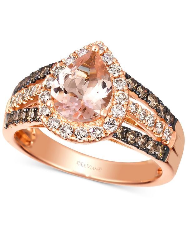 ル ヴァン レディース アクセサリー リング Le Vian Peach Morganite 1110 ctw Diamond 34 ctw Pear Halo Ring in 14k Rose Go